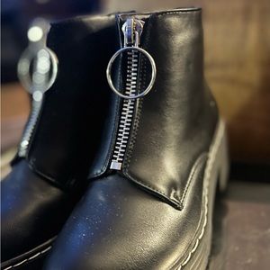 Seven7 Black Ankle Boots with Silver Zipper